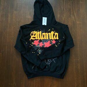 Black 'Atlanta' Spider Hoodie with Red Stars